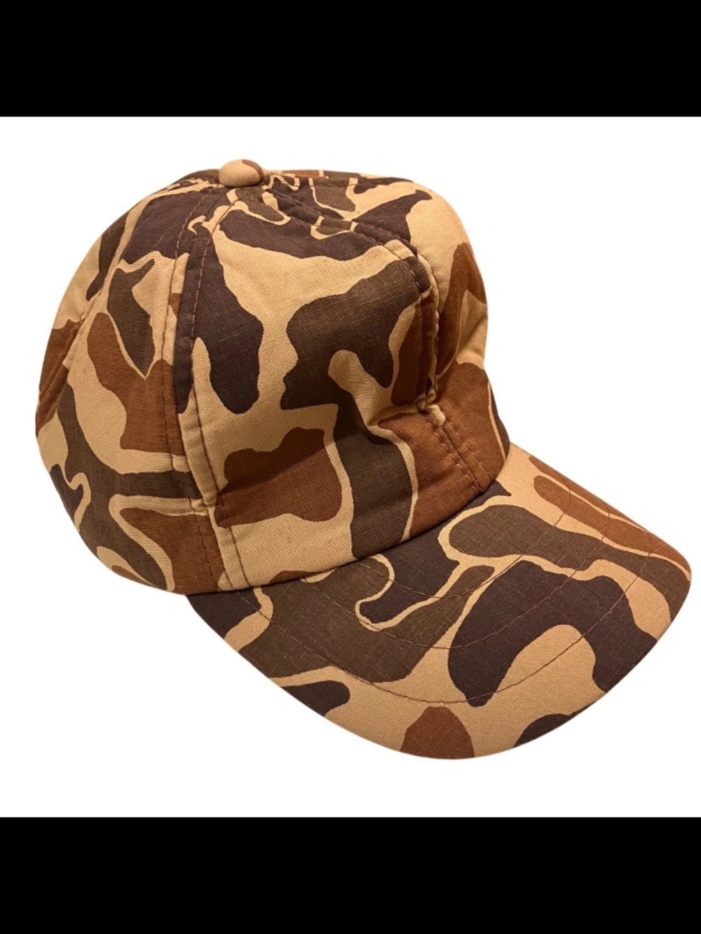 Vintage 80s Original Duck Camo Ear Flap Hat Foam Insulated Hunting Cap